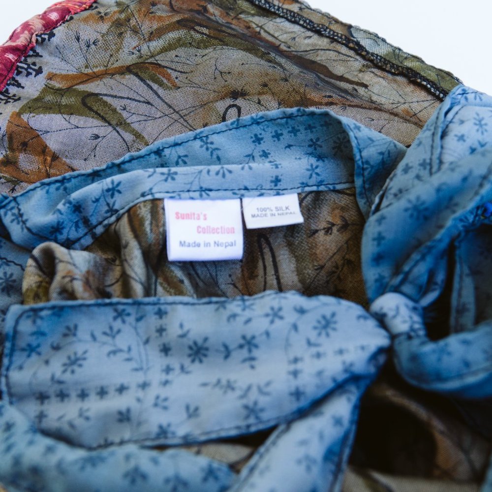 Silk Patchwork Wrap Skirt - image 7